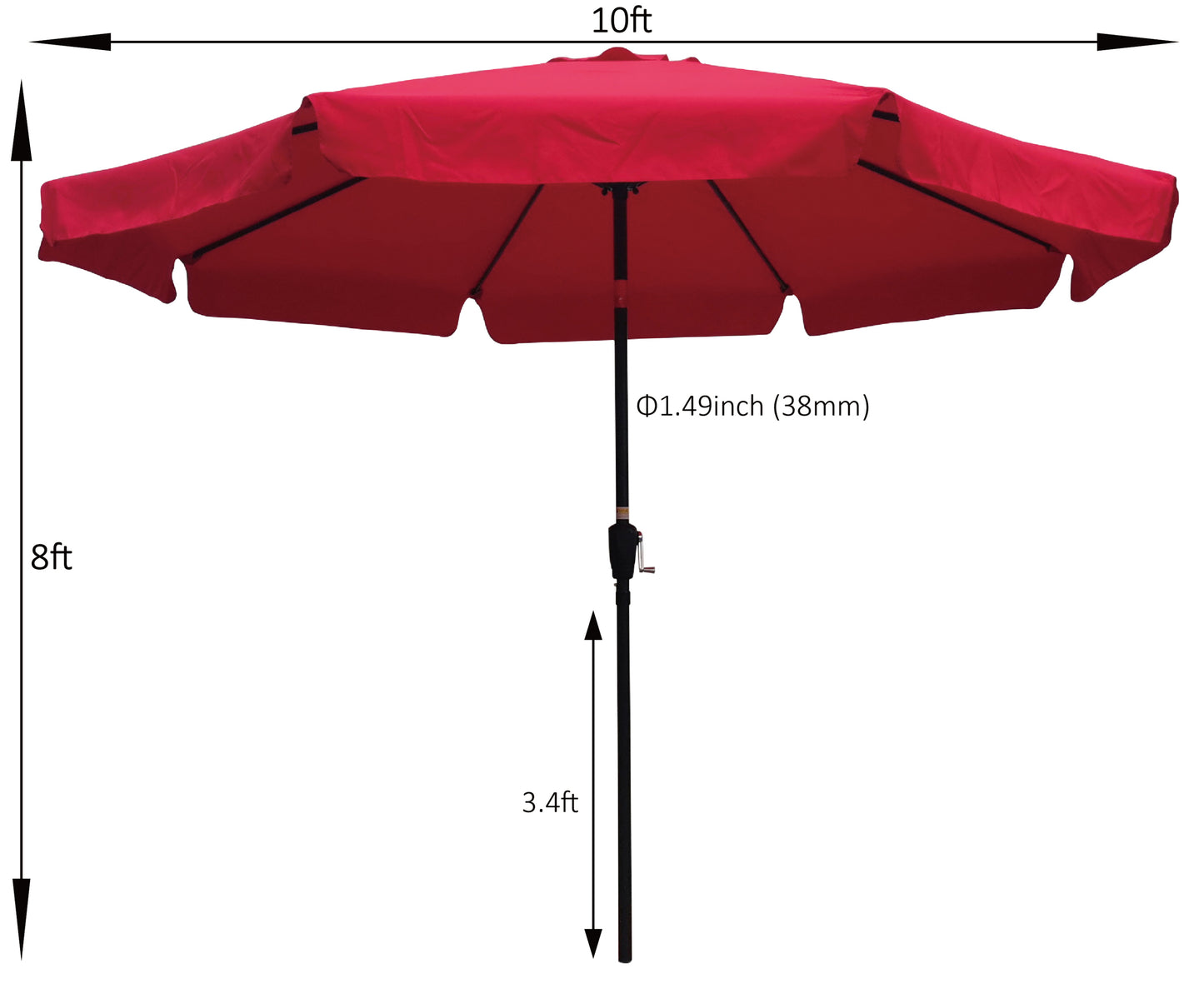 10ft Patio Umbrella Market Round Umbrella Outdoor Garden Umbrellas with Crank and Push Button Tilt - Ideal for Garden, Backyard, Pool Shade Outside - Wide Size Options, Multiple Color Choices