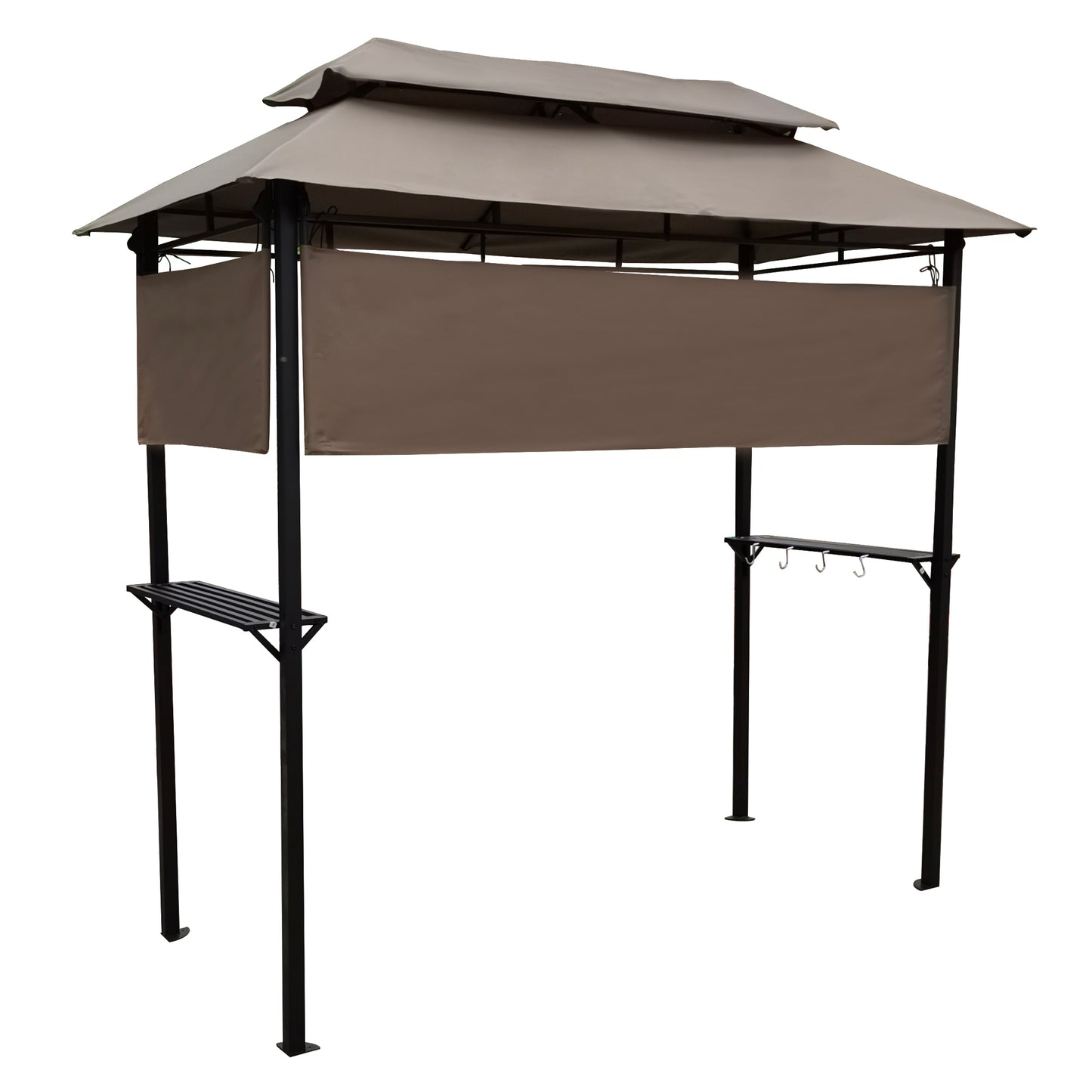 8x4ft Grill Gazebo: Metal Gazebo with Soft Top Canopy, Steel Frame, Hook and Bar Counters, Mushroom Fabric