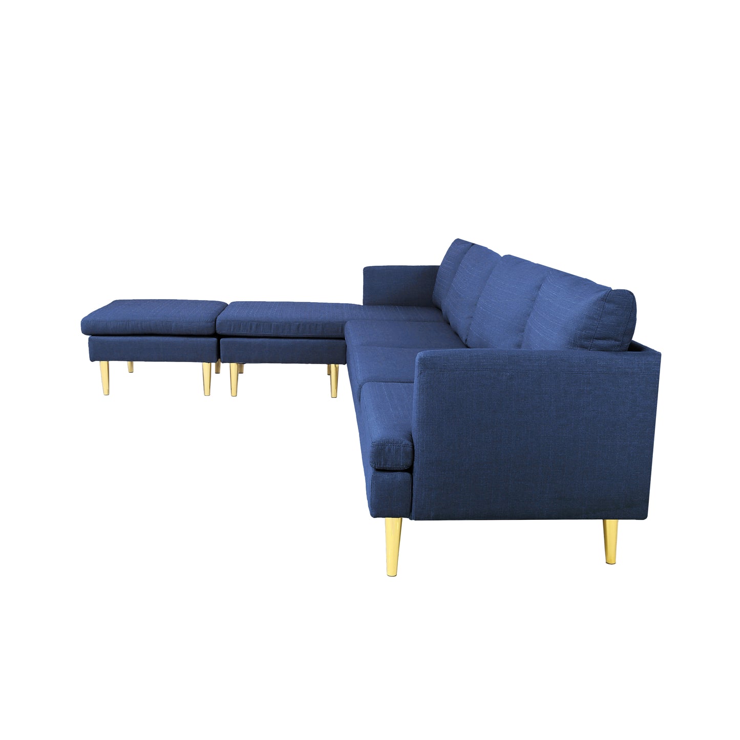 Modern Convertible Sectional Sofa Blue Polyester - Versatile and Stylish Furniture for Your Living Space