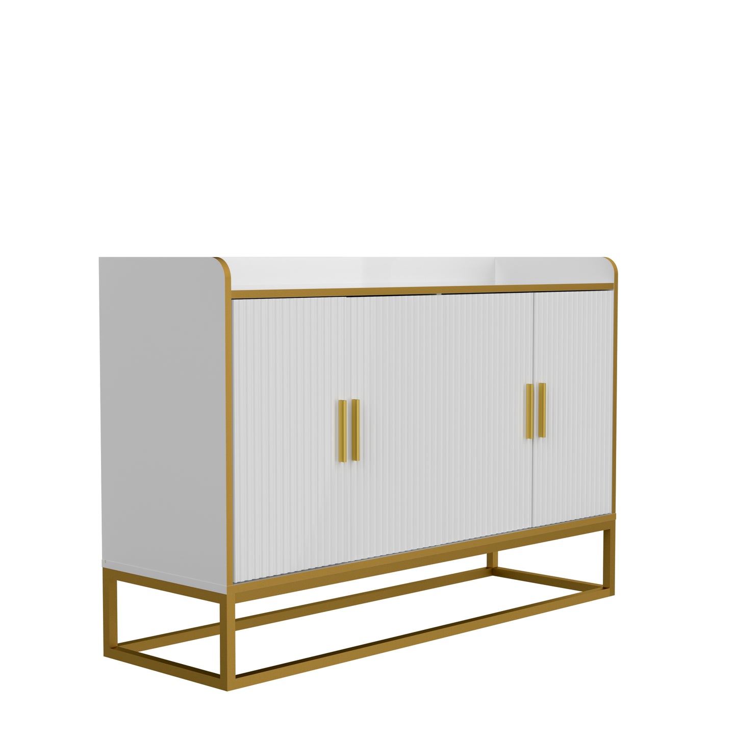 Modern Kitchen Buffet Storage Cabinet Cupboard - White Gloss with Metal Legs - Ideal for Living Room and Kitchen - Sleek Design - Various Sizes Available