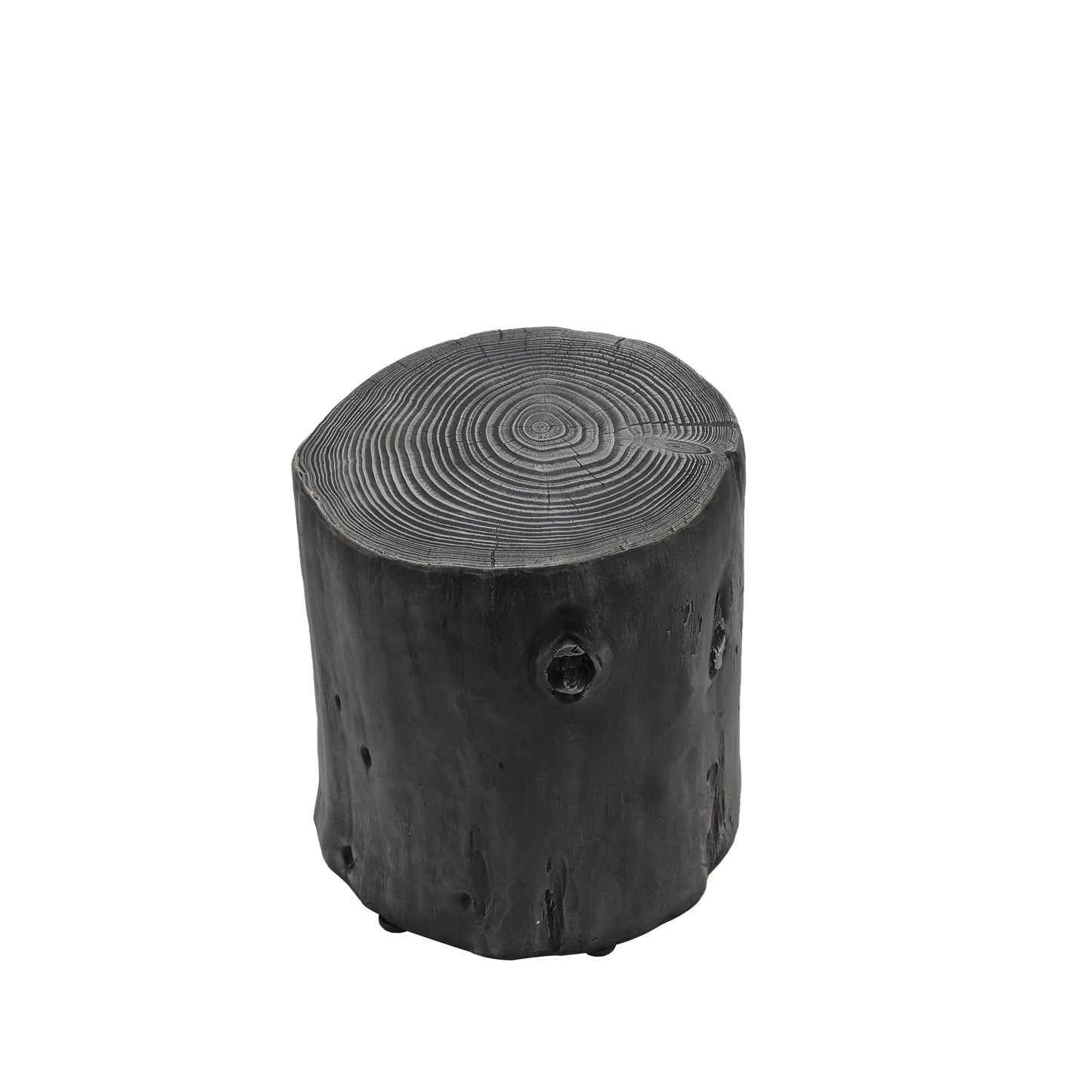 Outdoor Faux Wood Stump Side Table: Dark Grey, Round, Coffee Table, End Table Accent Table