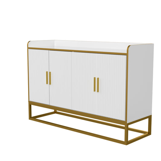 Modern Kitchen Buffet Storage Cabinet Cupboard - White Gloss with Metal Legs - Ideal for Living Room and Kitchen - Sleek Design - Various Sizes Available