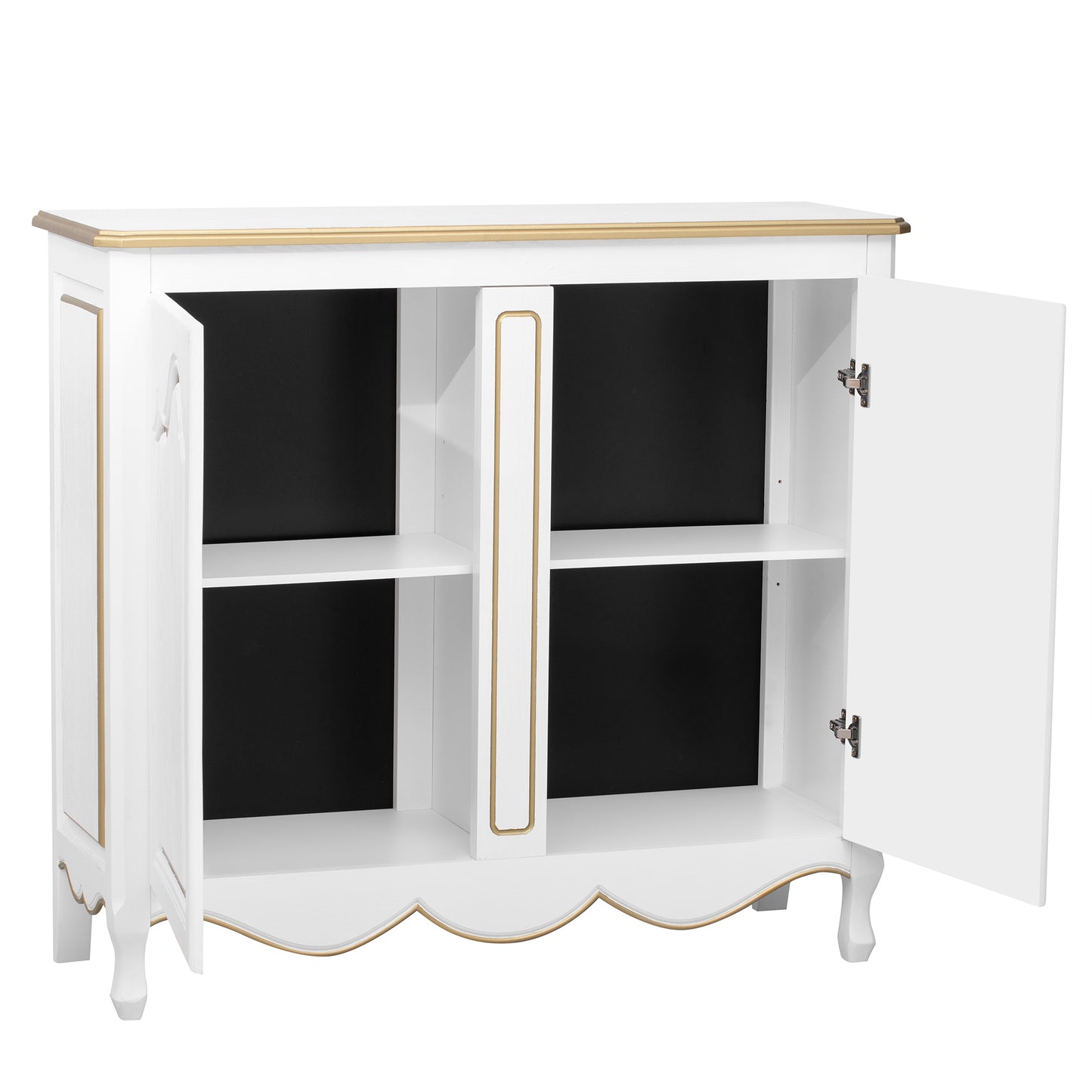 Accent Storage Cabinet with 2 Doors, Hand Drawn, Solid Wood Legs, Suitable for Living Room, Study, Entryway - Pure, Spacious & Stylish