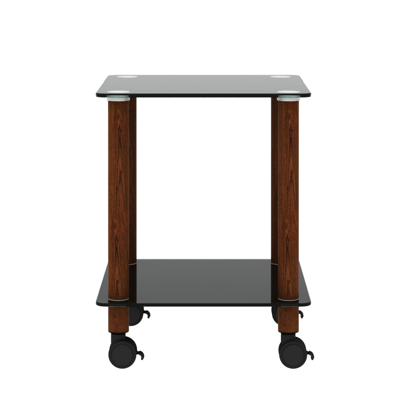 1-Piece Black + Walnut Side Table | 2-Tier Space End Table | Modern Night Stand | Sofa table | Side Table with Storage Shelf