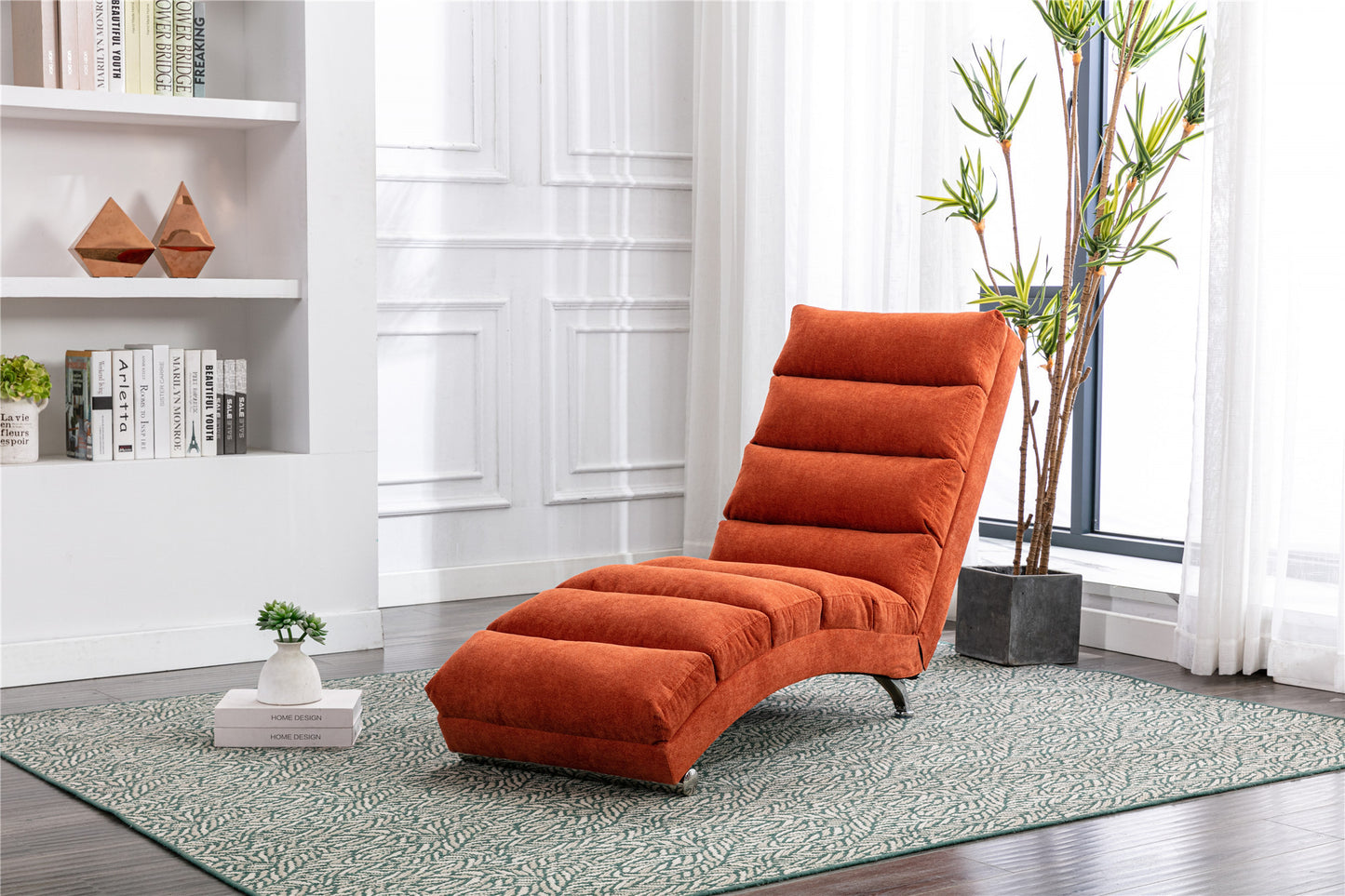 Linen Chaise Lounge Indoor Chair, Modern Long Lounger for Office or Living Room - COOLMORE.