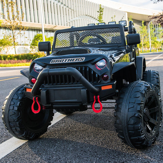 Children's JEEP Double Drive Ride-on Car with Remote Control, Electron Assisted Steering Wheel, Foot Pedal, LED Lights, Music Board with USB/Bluetooth/MP3/Music/Volume - 200W*2, 12V9AH*2 Battery - Color/Size Options Available