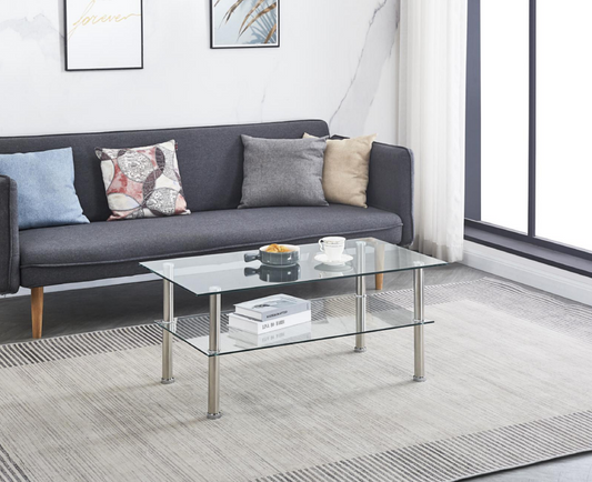 Clear Tempered Glass Coffee Table for Living Room - Sleek and Stylish Design, Perfect for Modern Décor - Available in Various Sizes