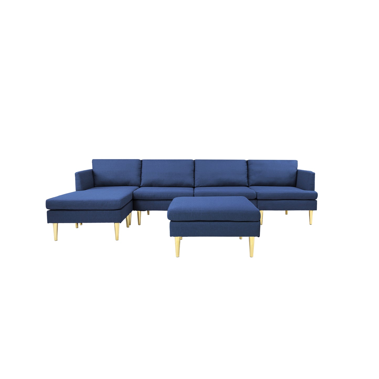 Modern Convertible Sectional Sofa Blue Polyester - Versatile and Stylish Furniture for Your Living Space