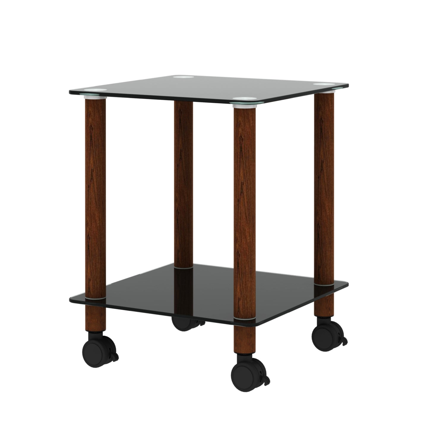 1-Piece Black + Walnut Side Table | 2-Tier Space End Table | Modern Night Stand | Sofa table | Side Table with Storage Shelf