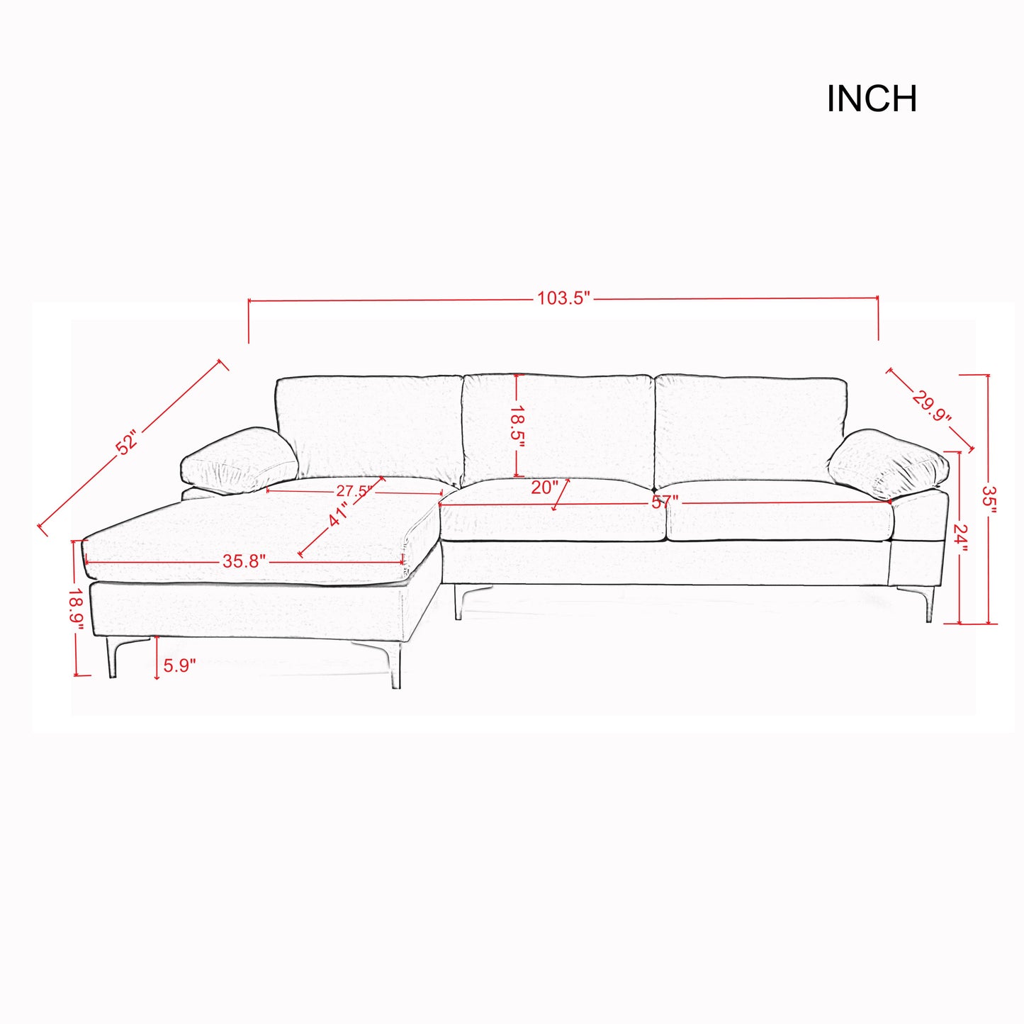 Sectional Sofa Black Velvet Left Hand Facing (Size difference, See Details in Page)