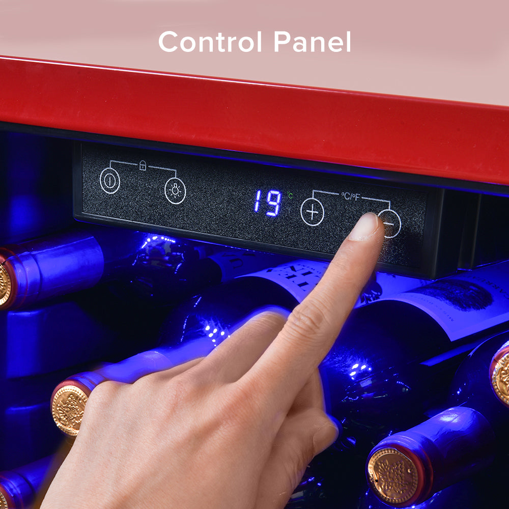 Wine Cooler Countertop Freestanding Cellar Compressor System Champagne Chiller Digital Temp Control UV-Protective Finish 24 Bottle