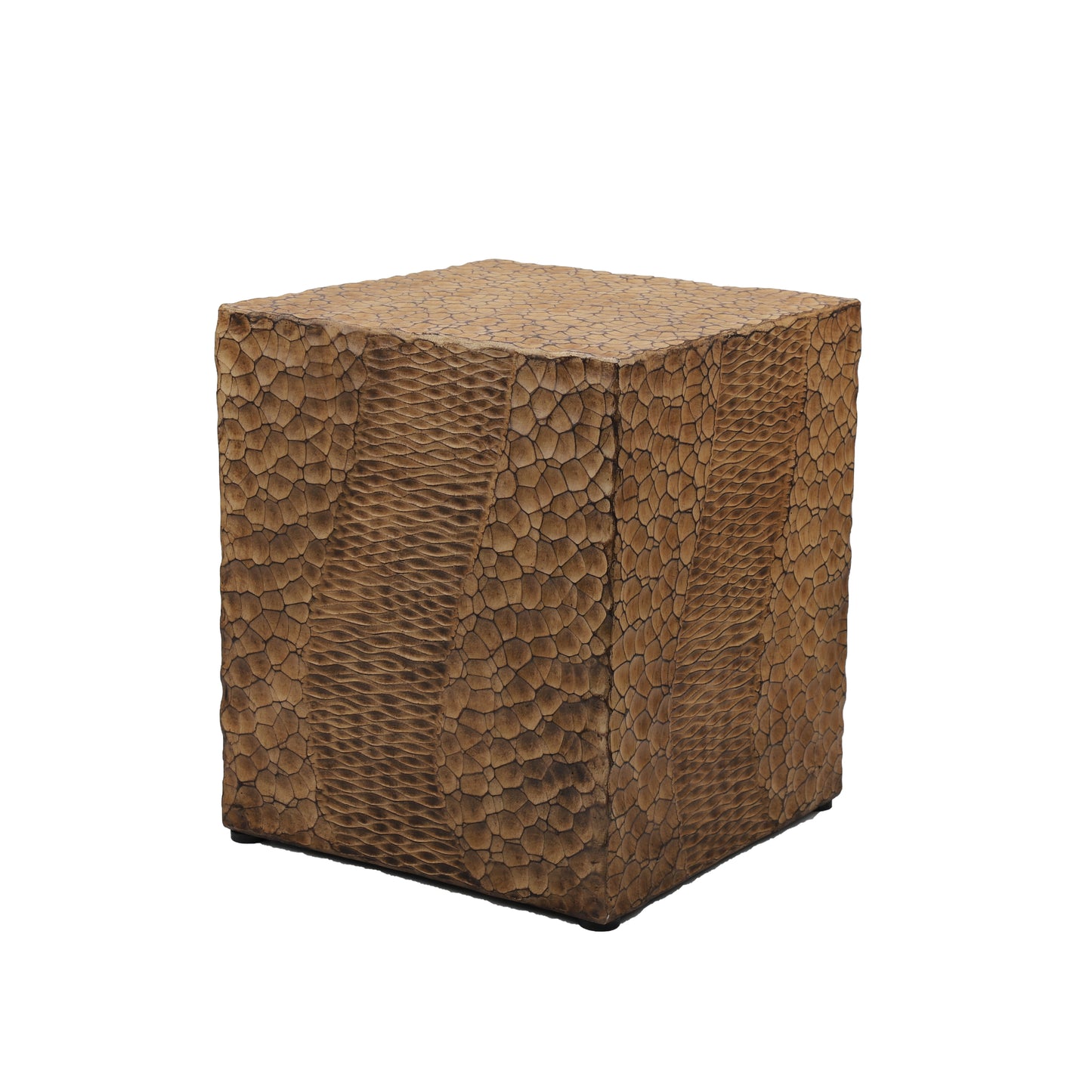 Outdoor Faux Wood Stump Side Table - Antique Yellow Square Coffee Table, End Table, Accent Table - Stylish and Durable for Outdoor Spaces - Adds a Rustic Charm - Perfect for Drinks and Decor - Measures [Size]