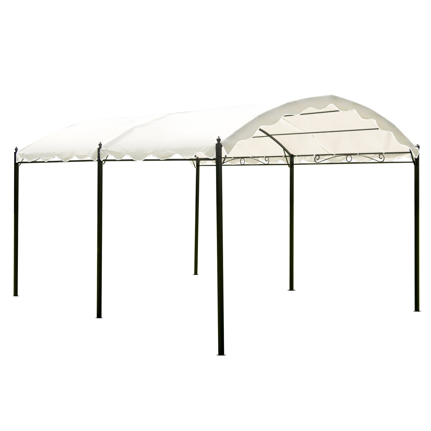 13ft.Lx10ft.W Iron Carport Shelter Garage Tent, Garden Storage Shed with Anchor Kit, White