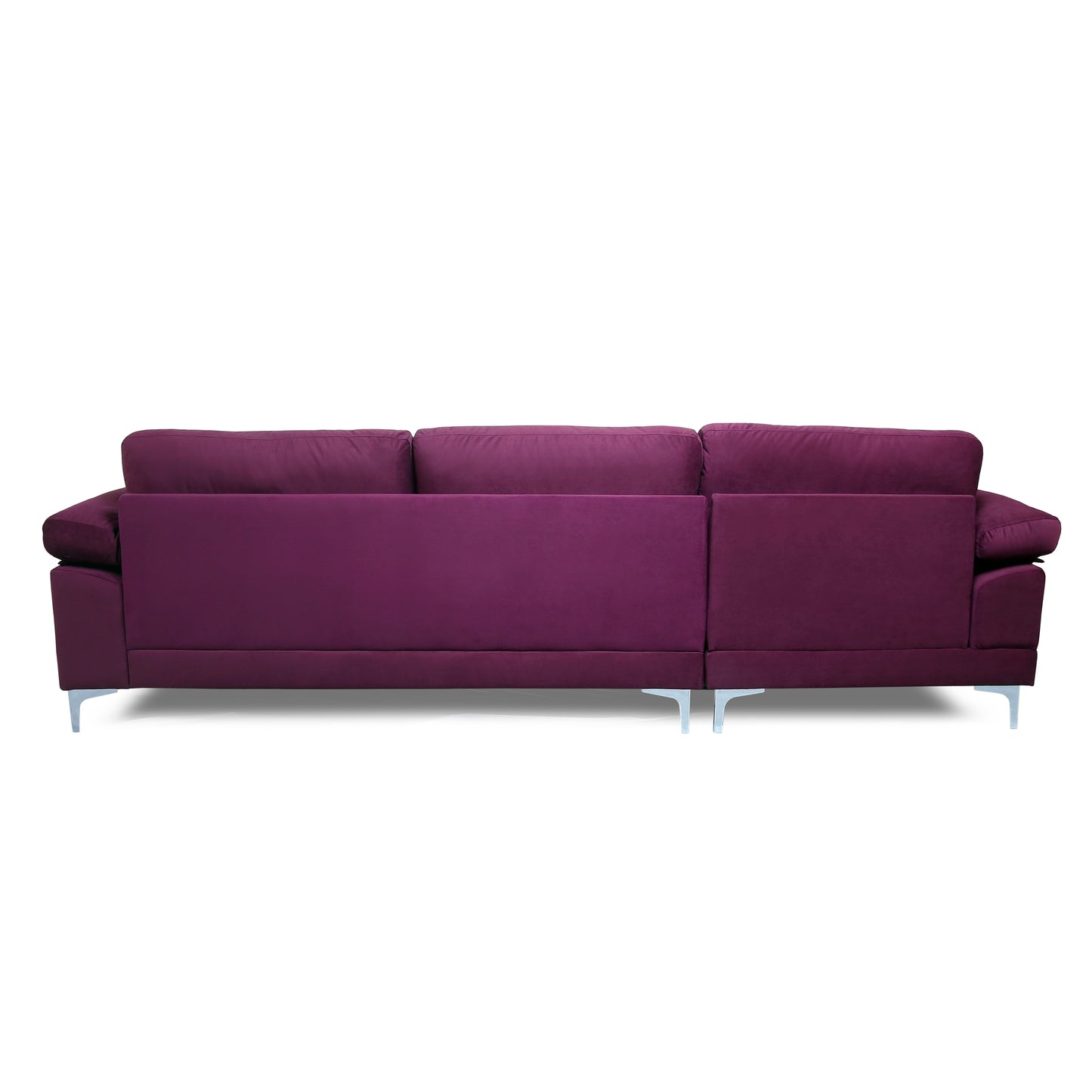 Sectional Sofa Purple Velvet Left Hand Facing - Modern Design, Plush Comfort, Large Size for Spacious Living Rooms