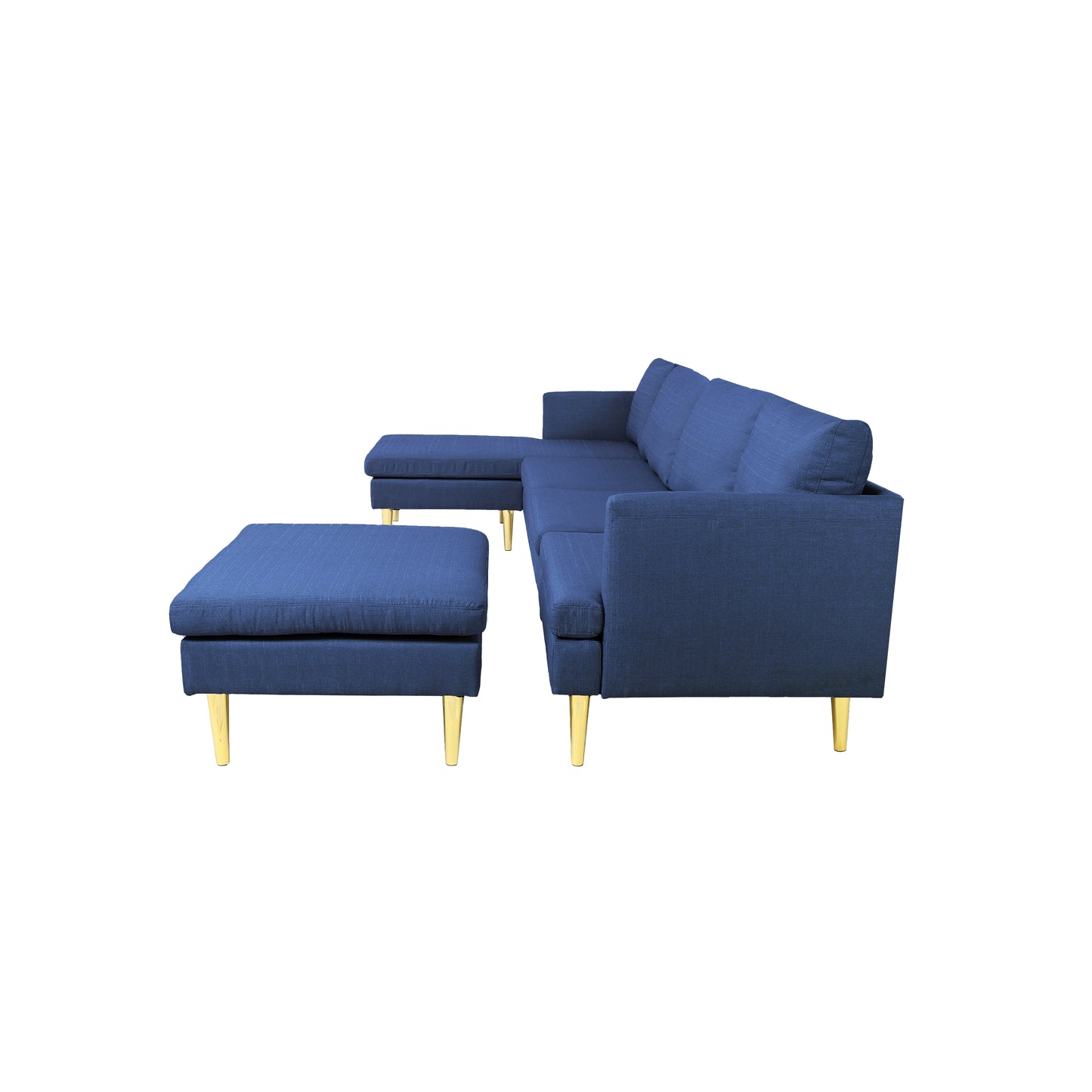 Modern Convertible Sectional Sofa Blue Polyester - Versatile and Stylish Furniture for Your Living Space