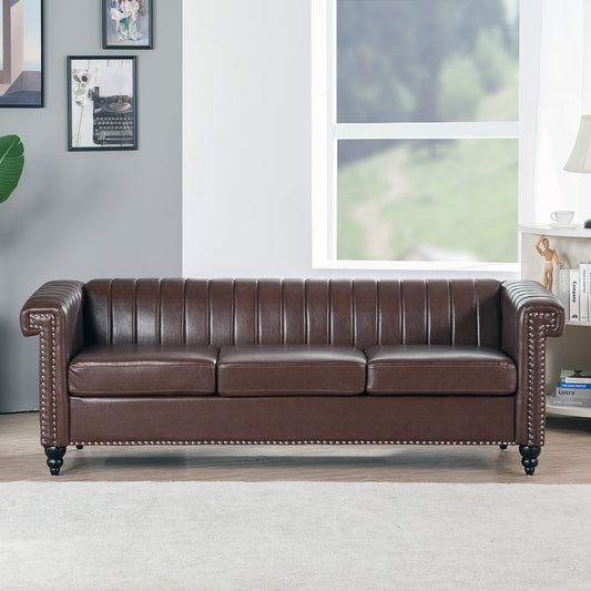 83.66" Traditional Square Arm Removable Cushion 3 Seater Sofa: Classic Style, Generous Width, Various Color Options