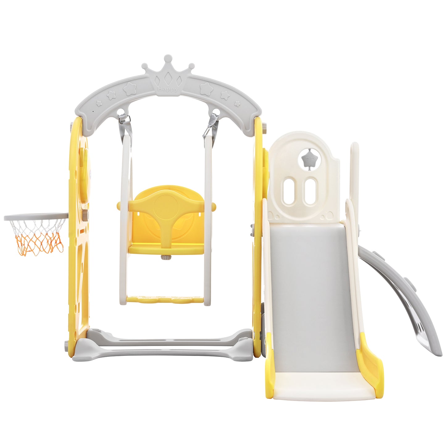 Toddler Slide and Swing Set 5 in 1: Kids Playground Climber Slide Playset with Basketball Hoop. Freestanding Combination for Babies, Indoor & Outdoor.