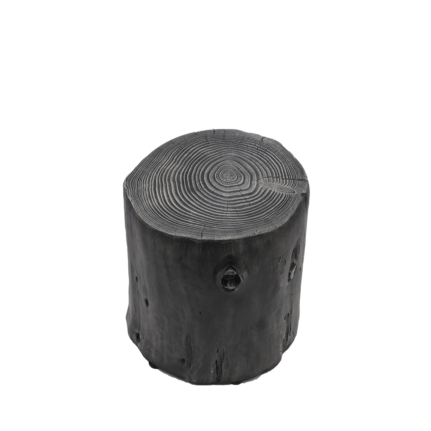 Outdoor Faux Wood Stump Side Table: Dark Grey, Round, Coffee Table, End Table Accent Table