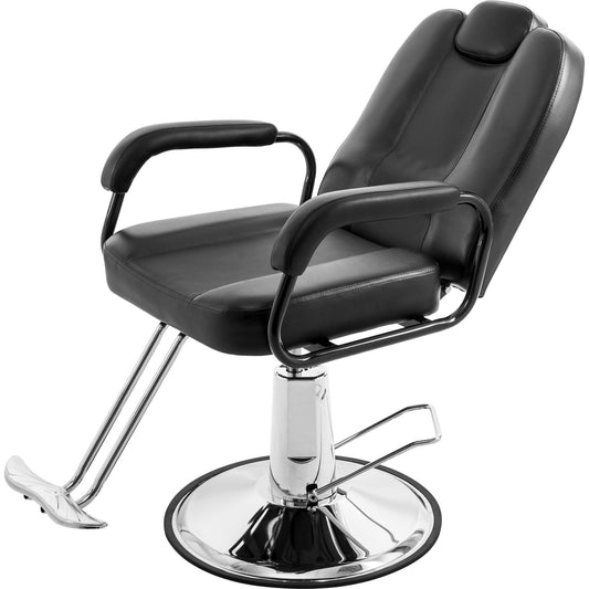 Deluxe Reclining Barber Chair - Heavy-Duty Pump for Salon Spa - Adjustable & Comfortable - Durable Black Design - Limited Size Availability