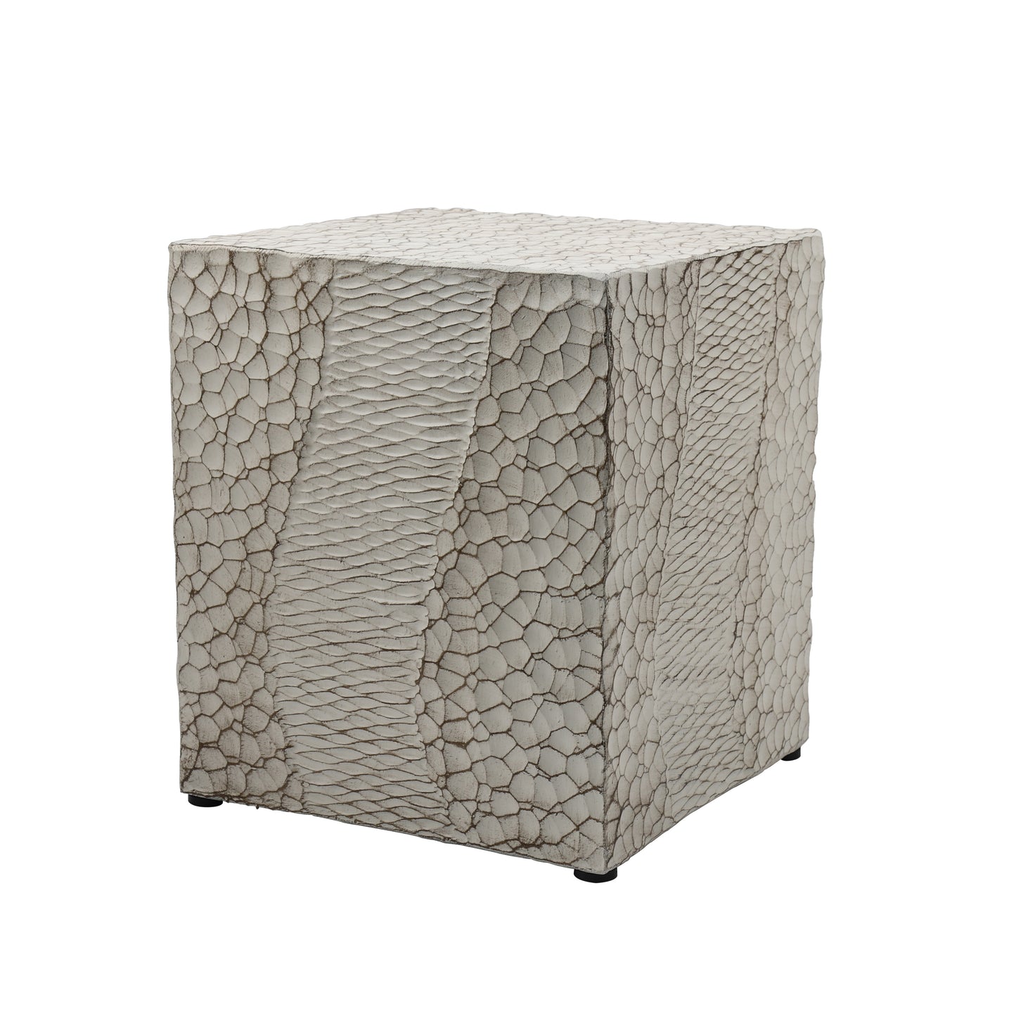 Outdoor Faux Wood Stump Side Table - Coffee/End/Accent Table Square White - Durable & Stylish Furniture Piece for Your Outdoor Space.