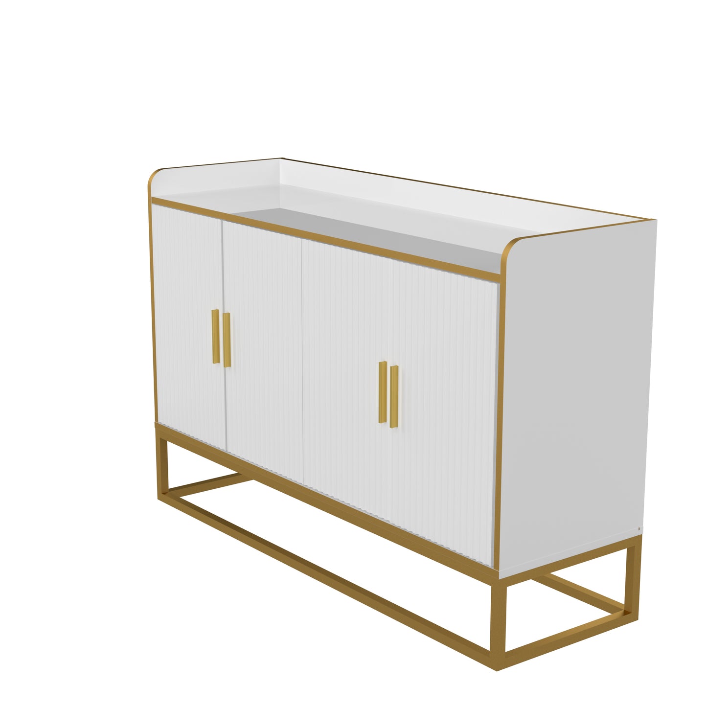 Modern Kitchen Buffet Storage Cabinet Cupboard - White Gloss with Metal Legs - Ideal for Living Room and Kitchen - Sleek Design - Various Sizes Available