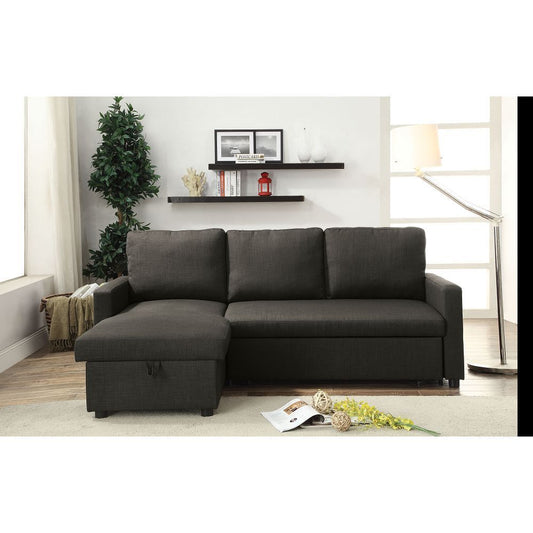 Hiltons Sectional Sofa with Sleeper in Charcoal Linen - Stylish and Functional Seating for Your Home