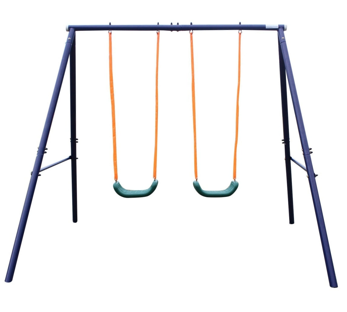 Two Station Swing Set for Children - Durable Outdoor Play Equipment with Adjustable Height - Ideal for Backyards, Parks, and Schools - Available in Various Colors and Sizes