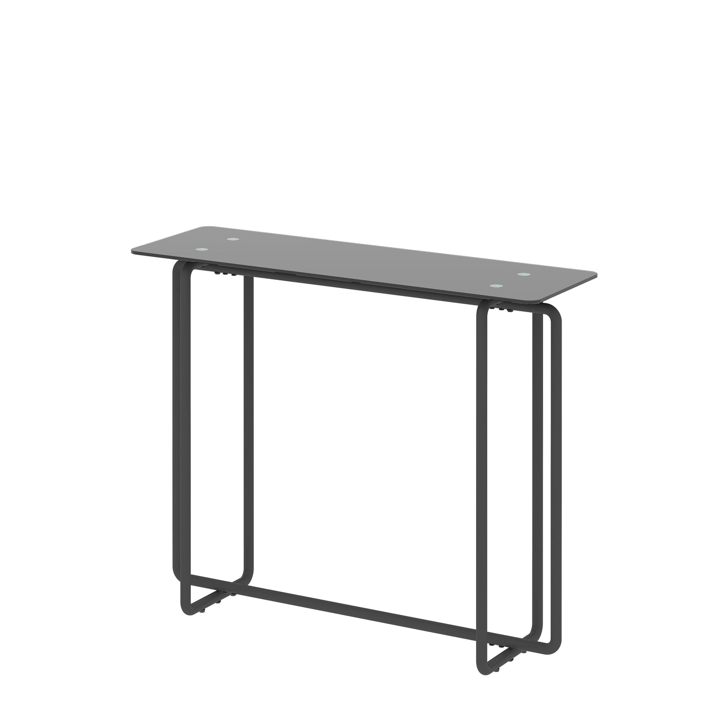 Console Table - Single Layer Tempered Glass Rectangular Porch Table with Black Legs - Double Tempered Glass Tea Table, Black