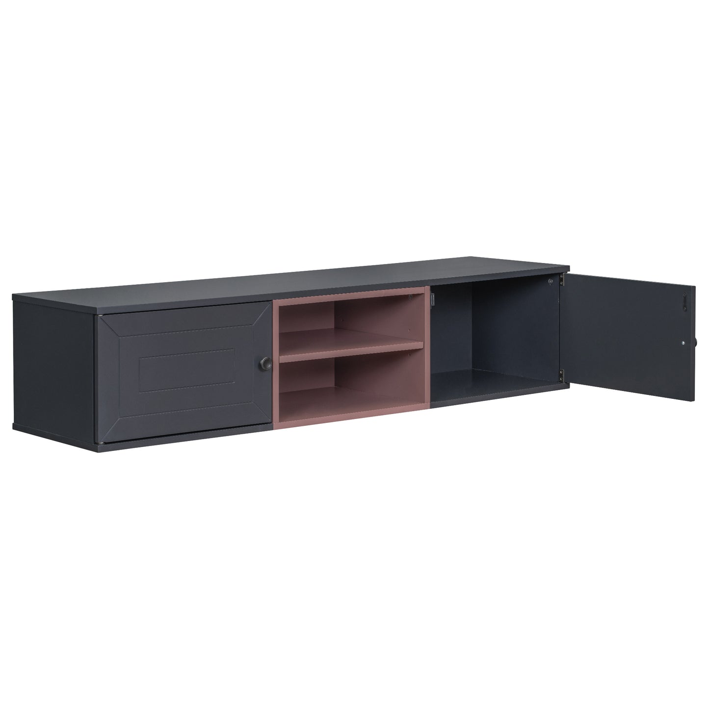 Wall Mounted 60" Floating TV Stand with Ample Storage, Adjustable Shelves, Magnetic Cabinet Door, Cable Management - Multiple Colors & Sizes