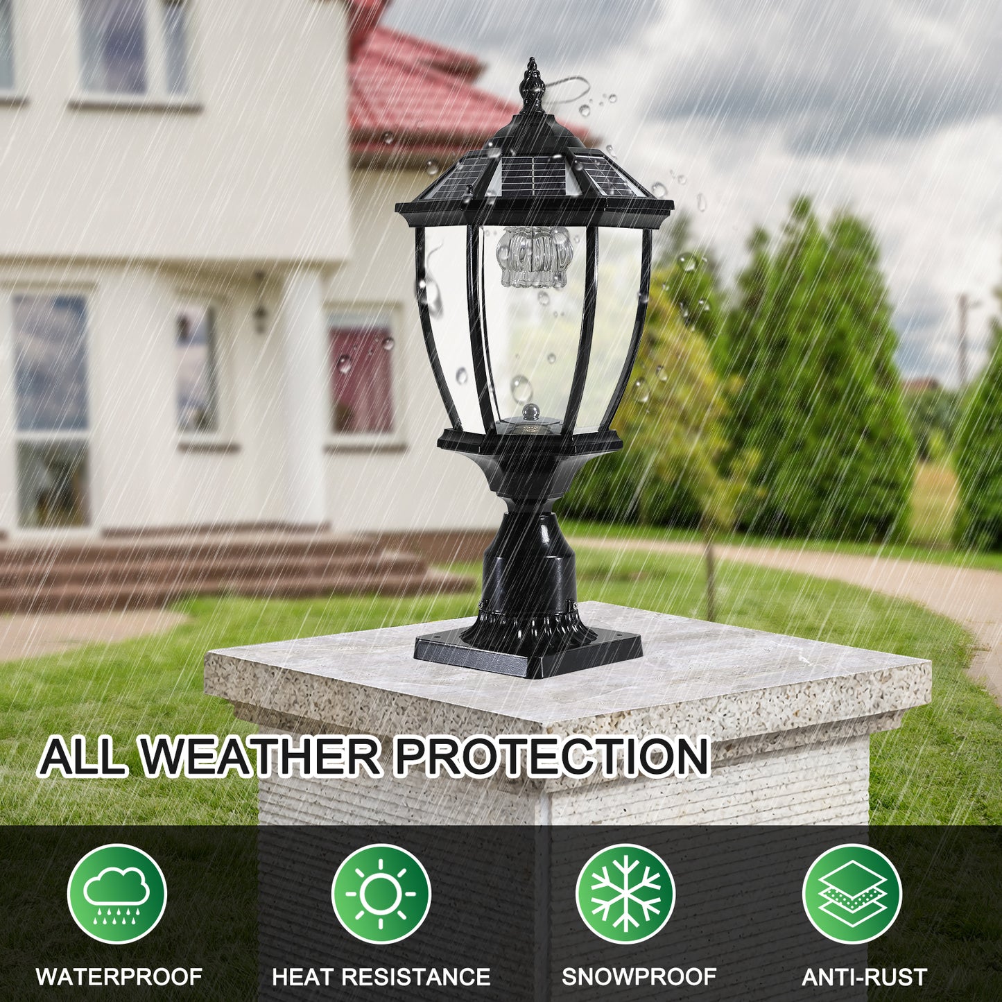 Solar Column Headlights With Dimmable LED - Efficient Outdoor Lighting Solution with Adjustable Brightness and Stylish Design