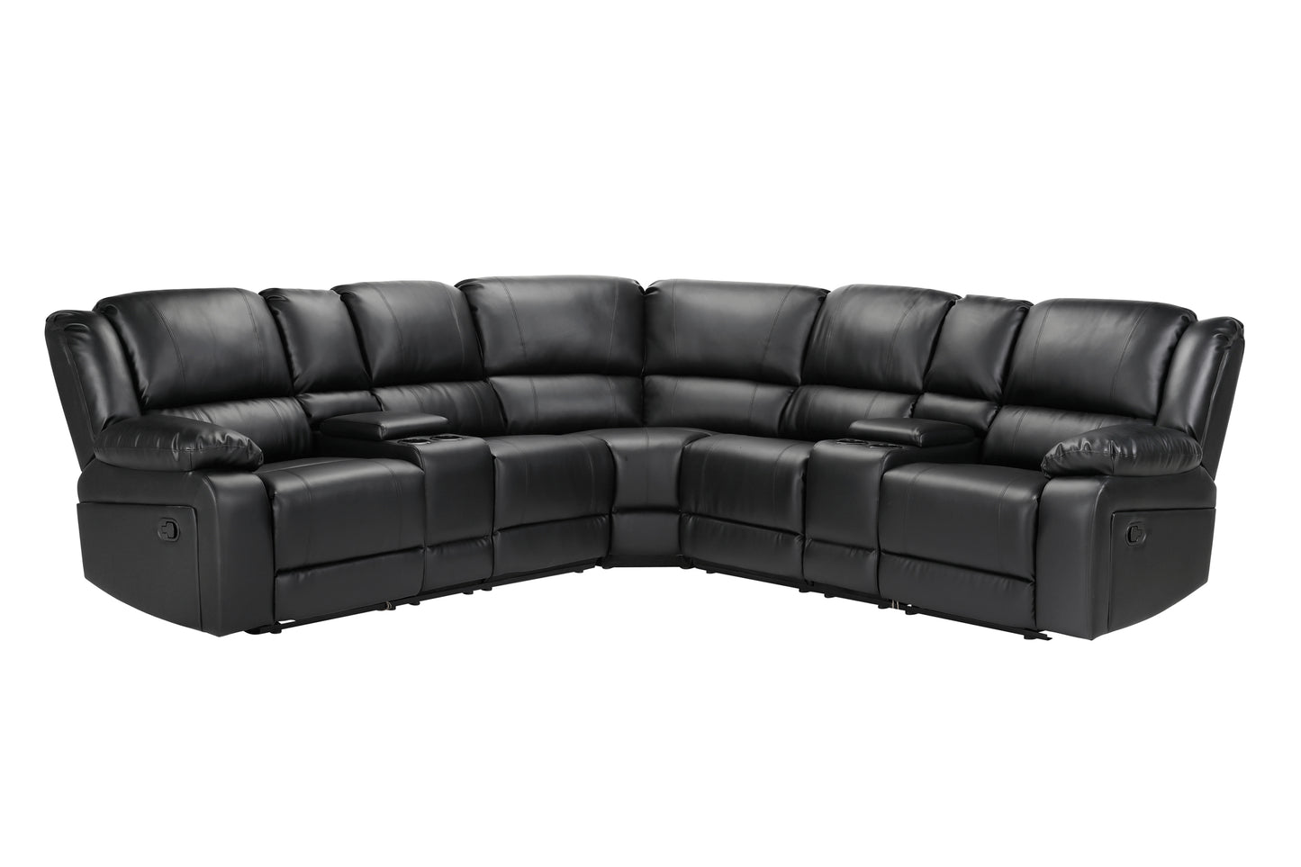 Motion Sofa Black - Reclining, Comfortable, and Stylish Seating Solution - Luxurious Faux Leather Upholstery - Generous Size for Ultimate Relaxation - W223S00028