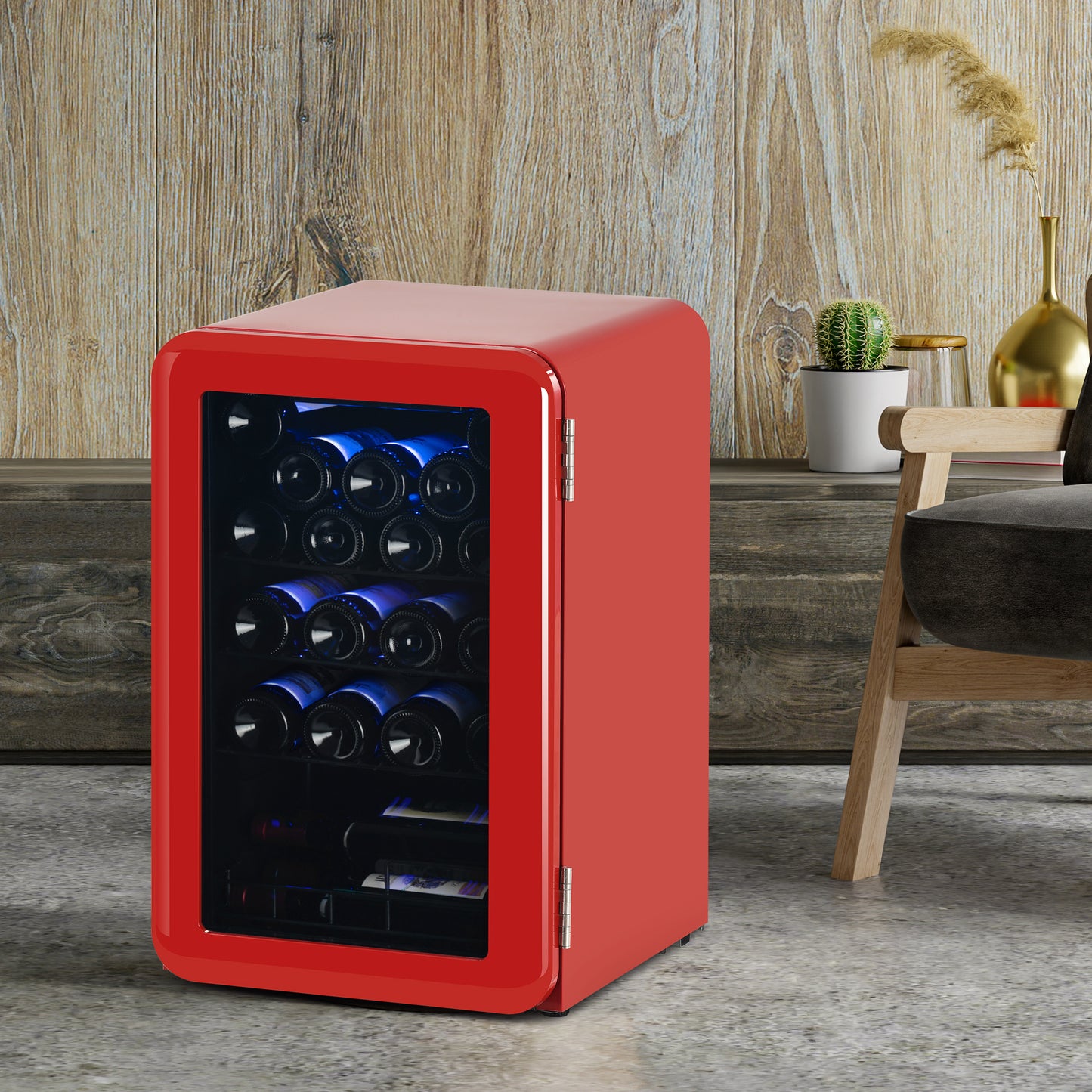 Wine Cooler Countertop Freestanding Cellar Compressor System Champagne Chiller Digital Temp Control UV-Protective Finish 24 Bottle