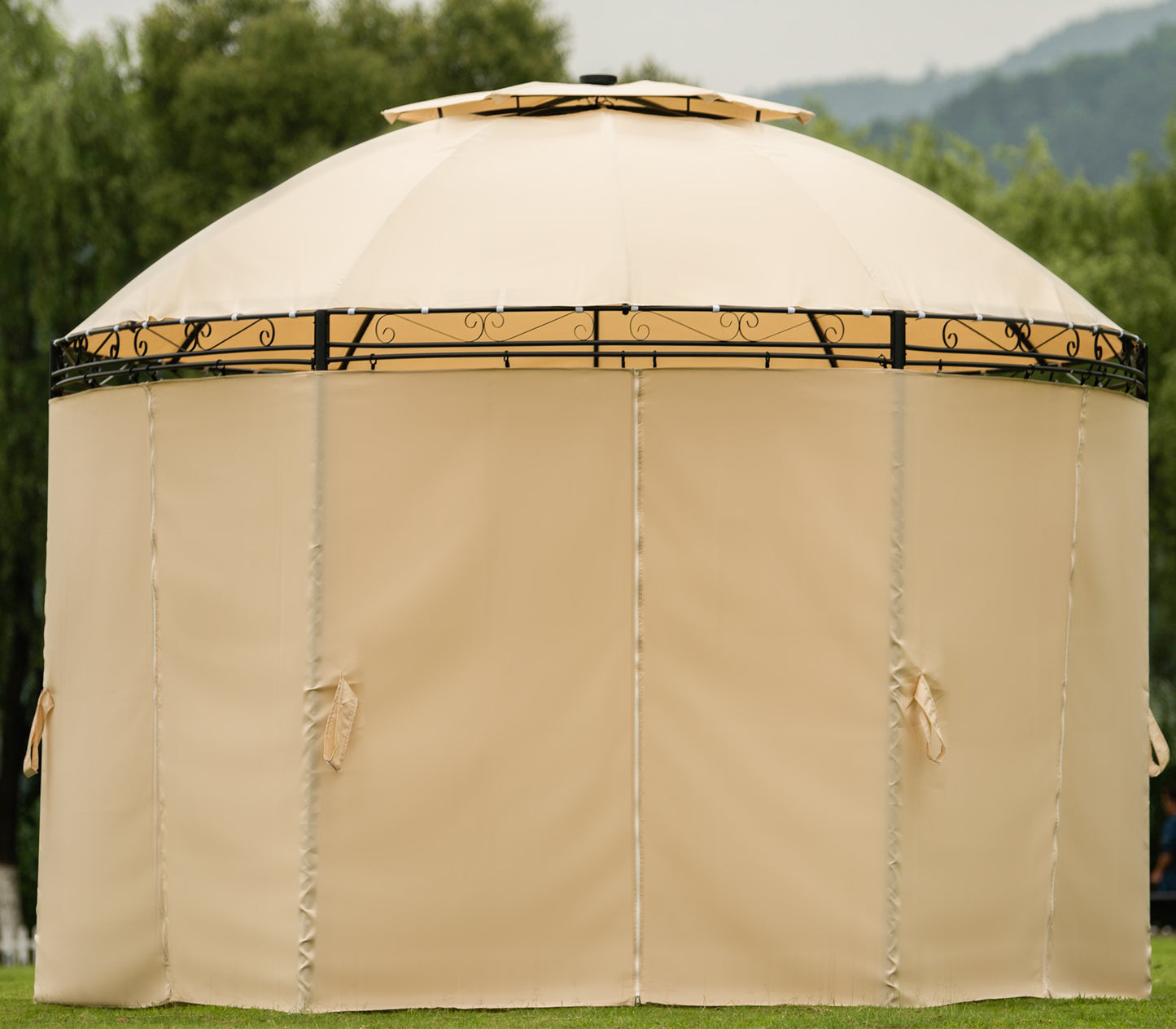 Outdoor Patio Dome Gazebo: U-style Steel Fabric Soft Top with Removable Curtains - Round, Stylish, and Spacious.