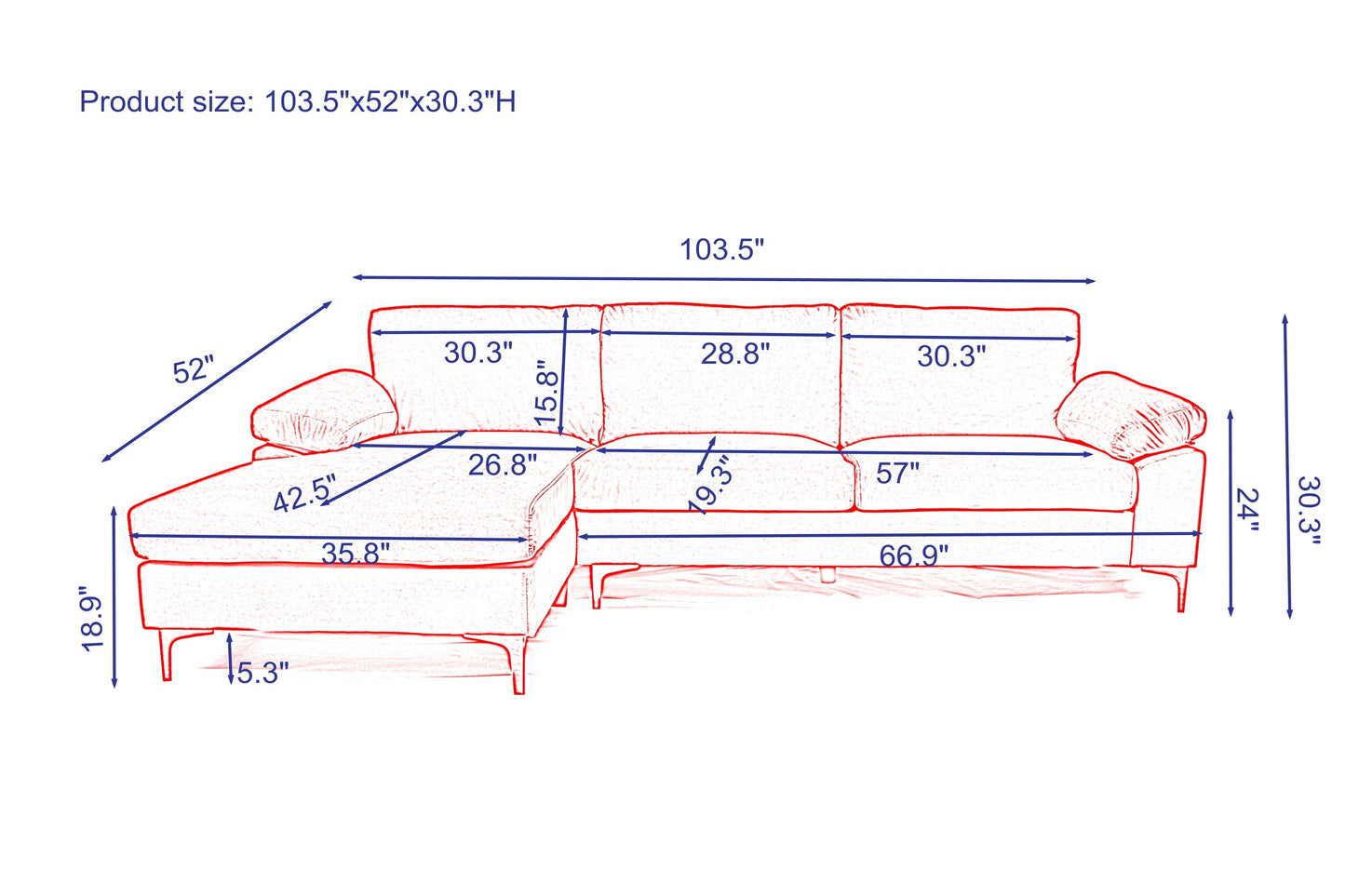 Sectional Sofa Purple Velvet Left Hand Facing - Modern Design, Plush Comfort, Large Size for Spacious Living Rooms