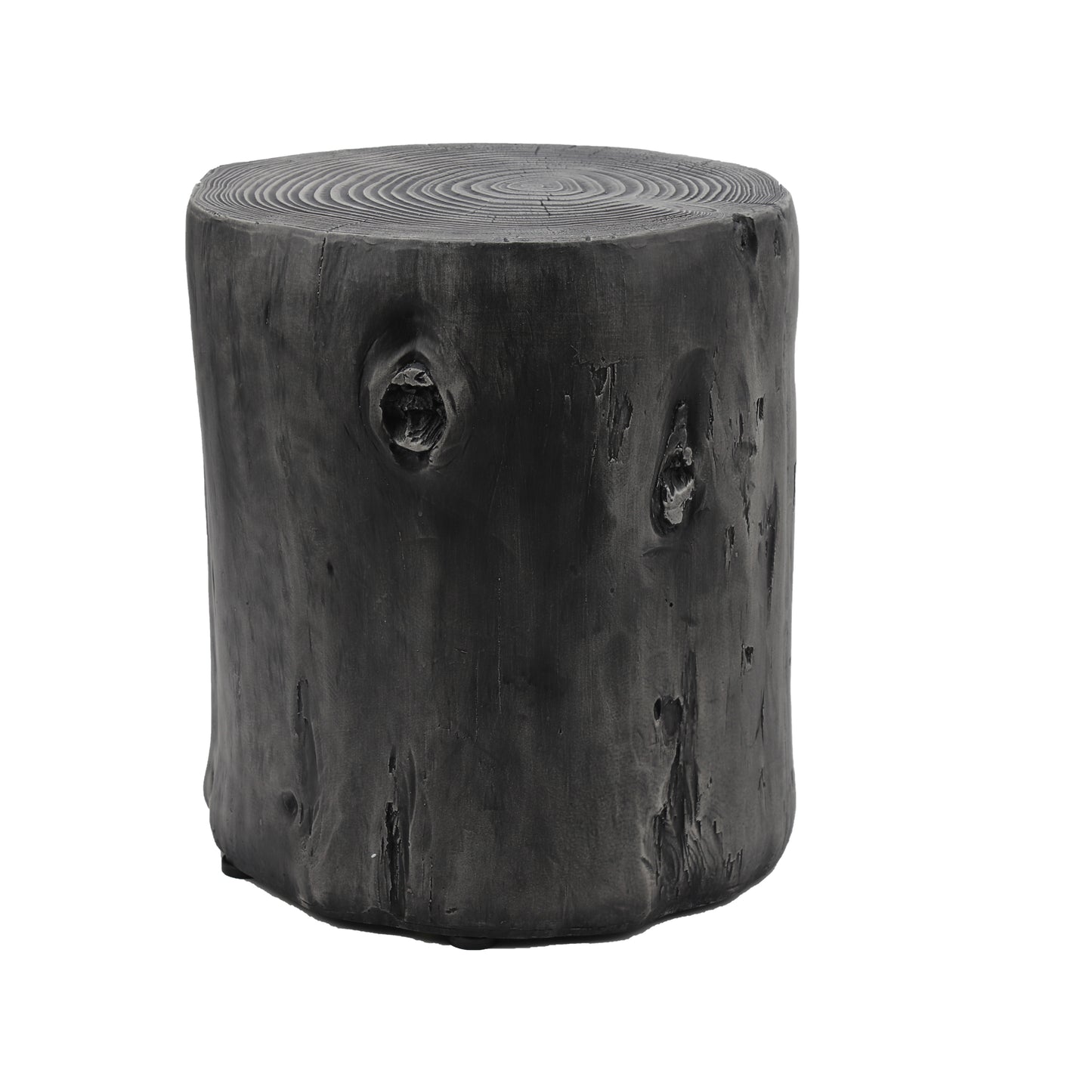 Outdoor Faux Wood Stump Side Table: Dark Grey, Round, Coffee Table, End Table Accent Table