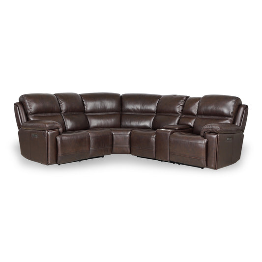 Timo Top Grain Leather Modular Power Sectional Sofa | Adjustable Headrest | Cross Stitching | Available in Multiple Colors and Sizes