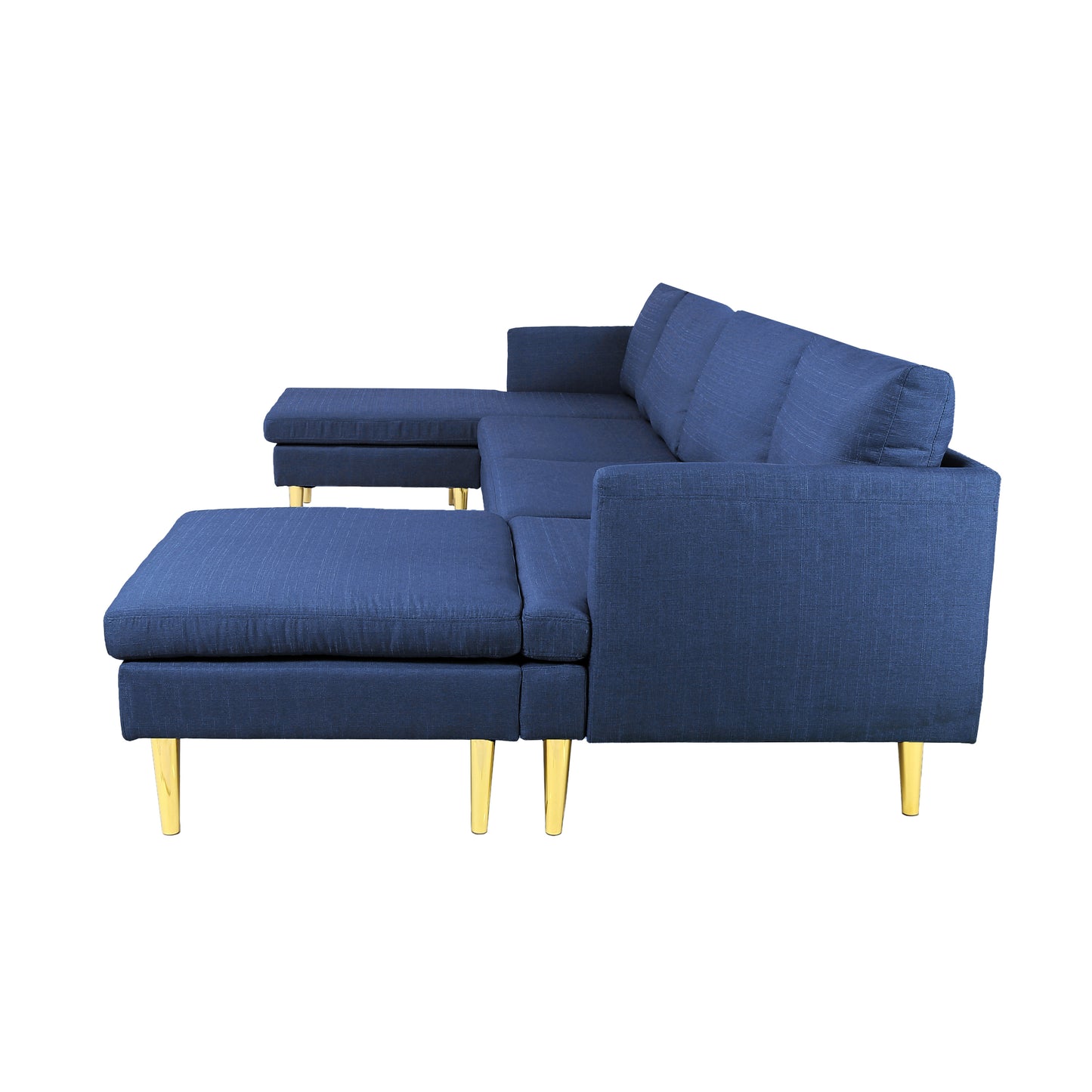 Modern Convertible Sectional Sofa Blue Polyester - Versatile and Stylish Furniture for Your Living Space