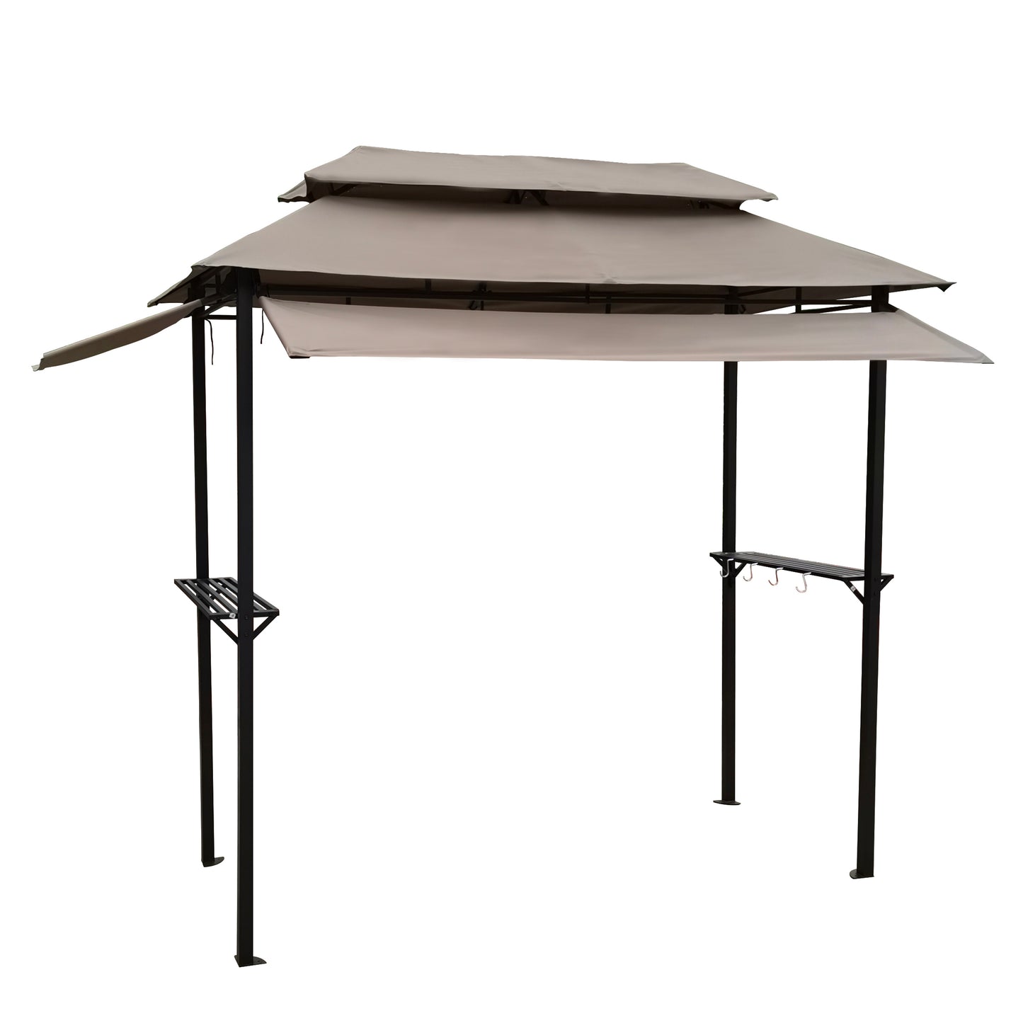 8x4ft Grill Gazebo: Metal Gazebo with Soft Top Canopy, Steel Frame, Hook and Bar Counters, Mushroom Fabric