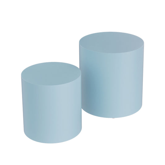 Upgrade MDF Nesting Table Set of 2, Multifunctional for Living Room/Small Space, No Assembly Required, Baby Blue