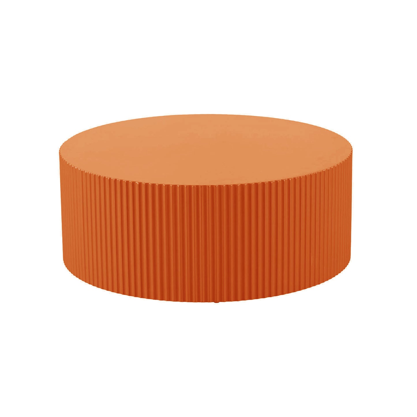 Stylish Round MDF Coffee Table with Handcraft Relief Design - Bright Orange φ35.43inch