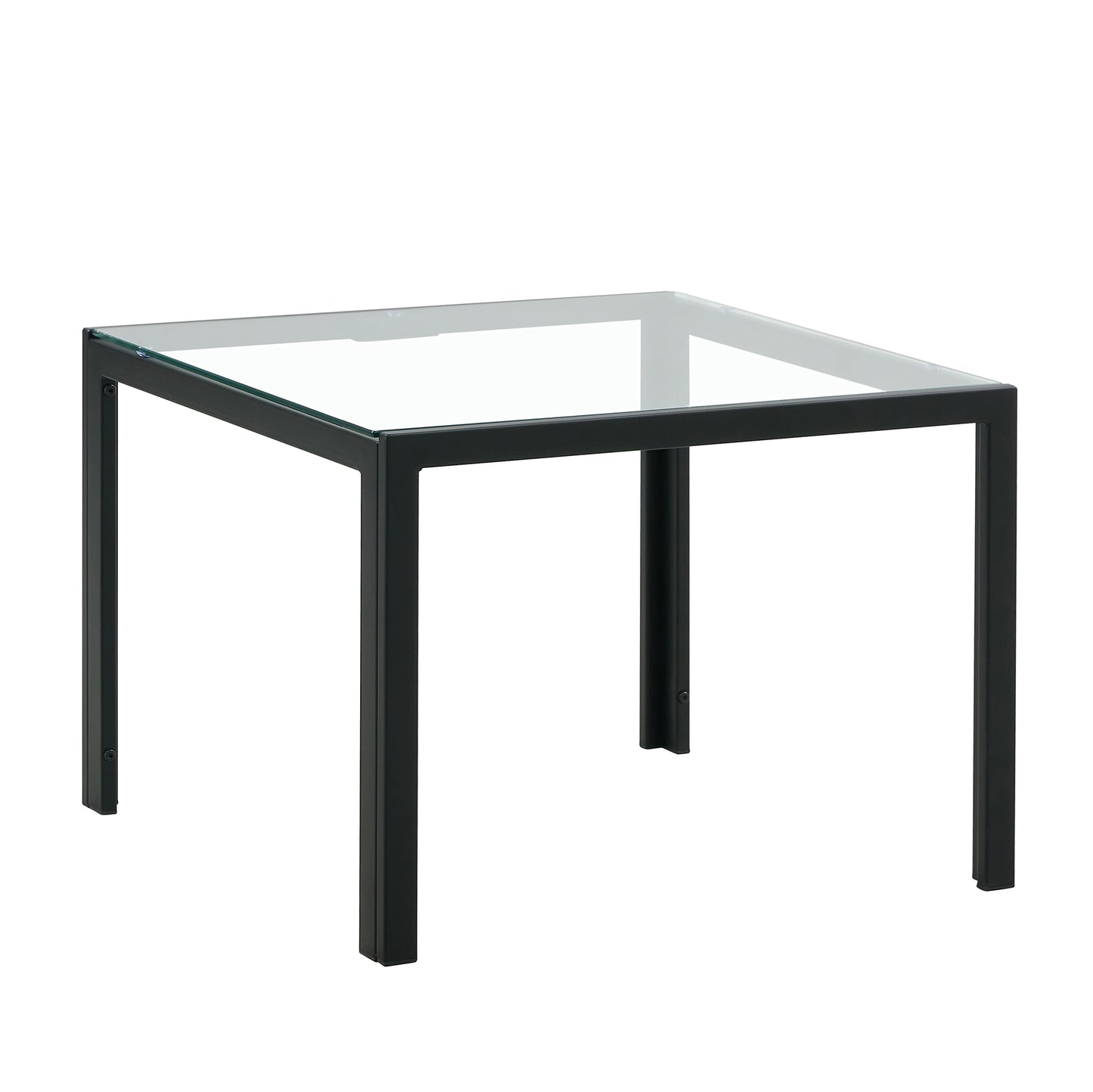 Nesting Coffee Table Set of 2, Square Modern Stacking Table with Tempered Glass Finish for Living Room, Transparent - Sleek and Space-Saving Furniture with Contemporary Design.