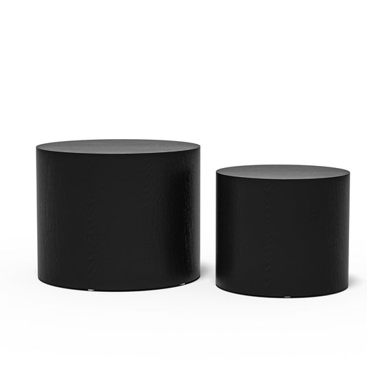 MDF Veneer Side Table Set of 2 - Black Oak Finish - Ideal for Living Room, Office, Bedroom - Stylish & Functional Furniture