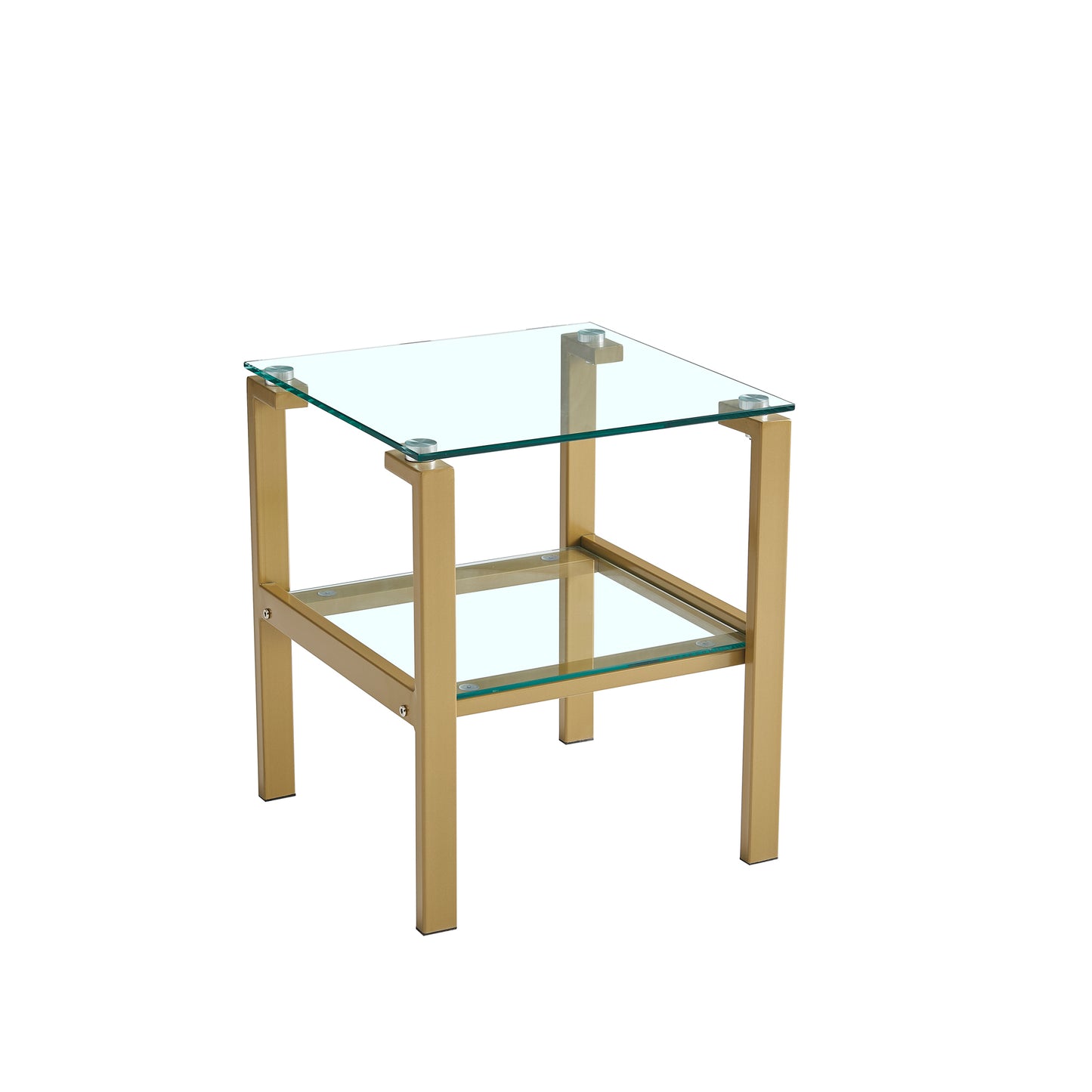 Clear Glass Side & End Table with Gold Legs; Tempered Glass Night Stand Corner Table - Modern Design, Sturdy Construction, Gold Accents, Versatile Use - 220 letters