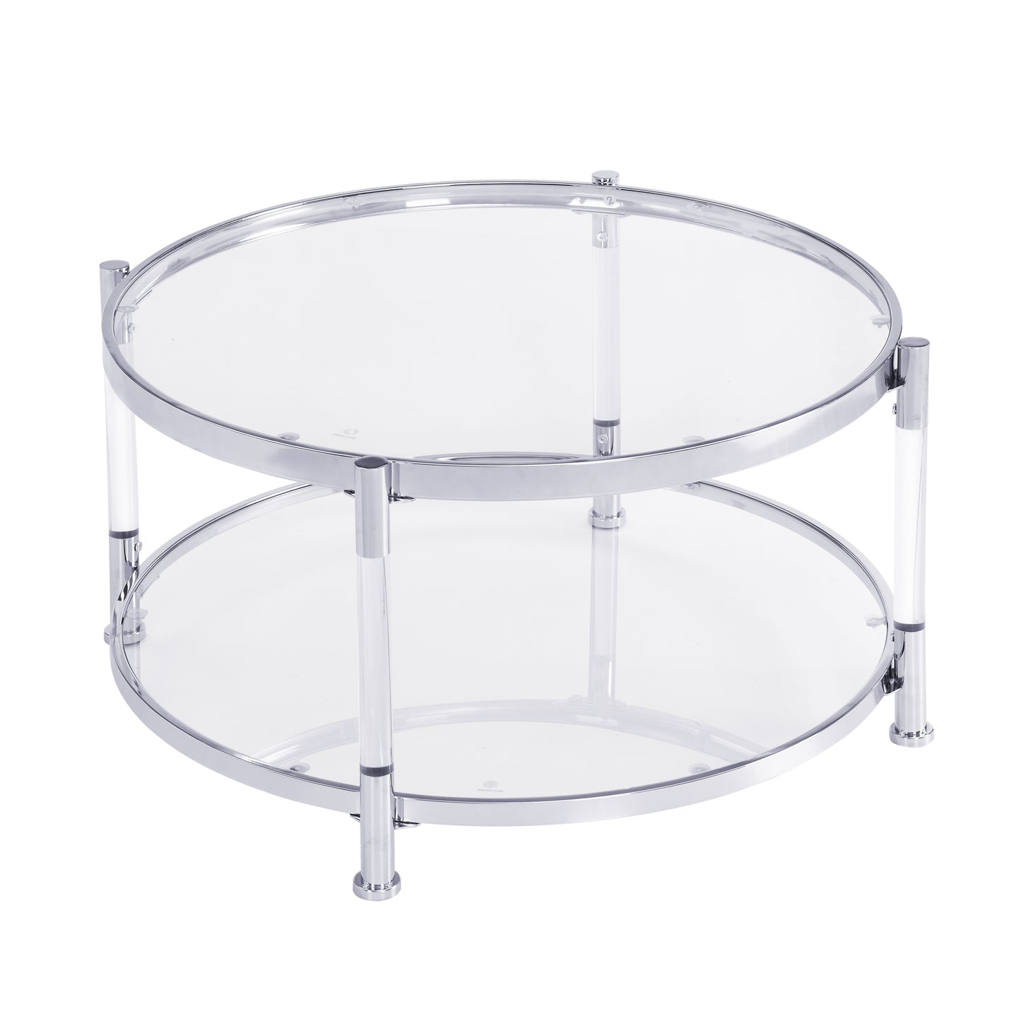 Contemporary Acrylic Coffee Table - Round Tempered Glass, Chrome/Silver Finish - Ideal for Living Room Décor - 32.3'' Size