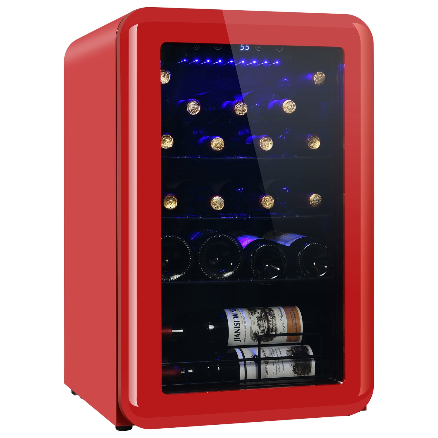 Wine Cooler Countertop Freestanding Cellar Compressor System Champagne Chiller Digital Temp Control UV-Protective Finish 24 Bottle