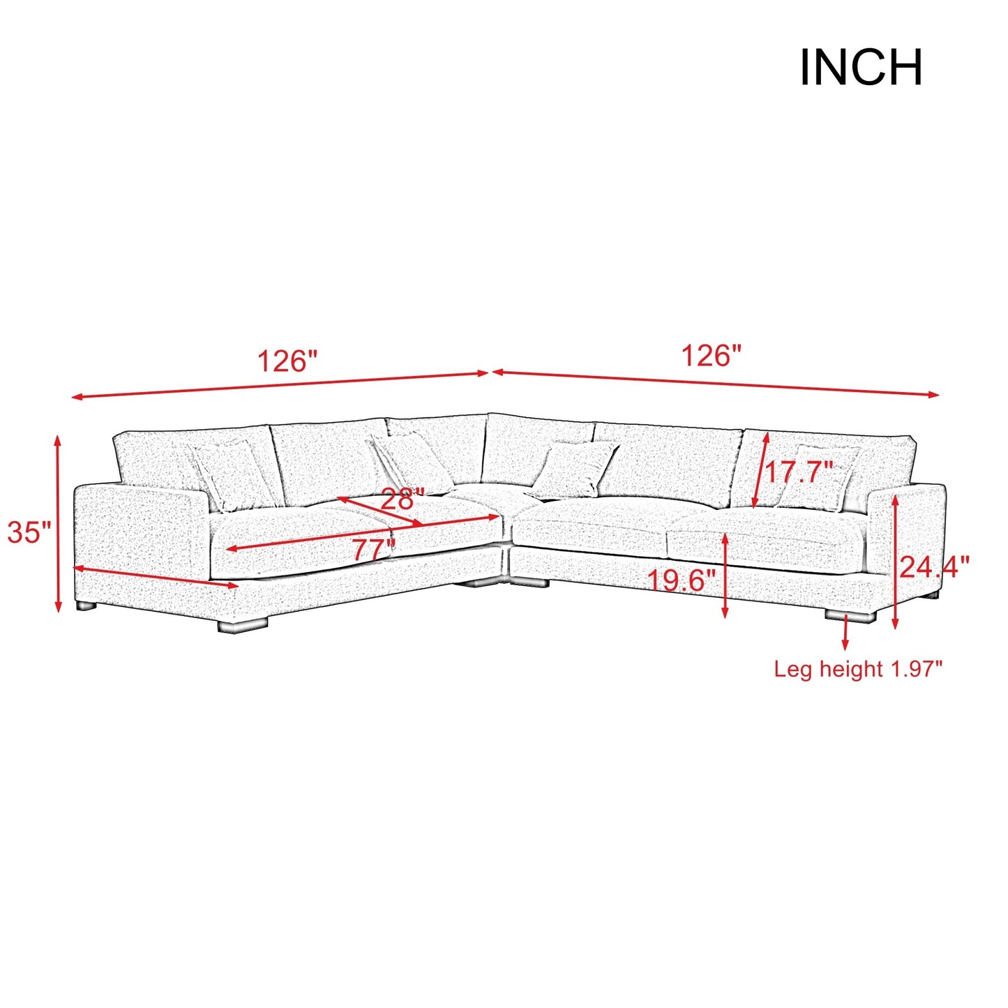 Soft and Comfortable L-Shaped Sectional Sofa with Versatile Design and Plush Cushions for Ultimate Relaxation - Available in Various Sizes and Colors