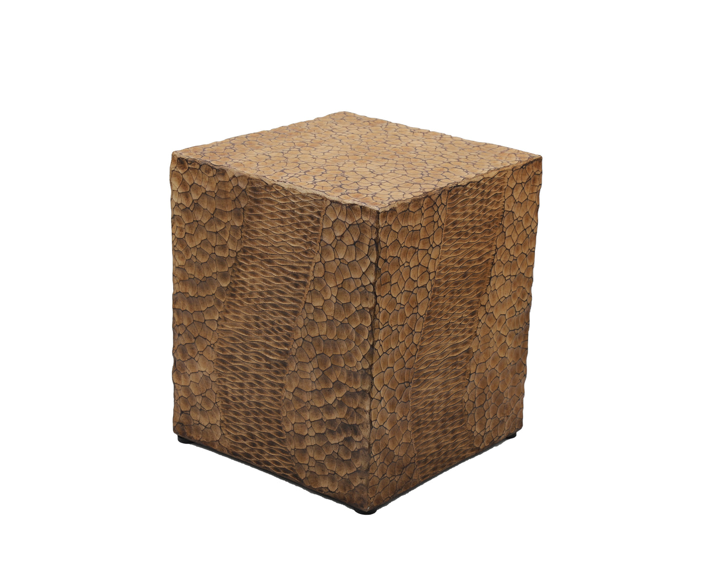 Outdoor Faux Wood Stump Side Table - Antique Yellow Square Coffee Table, End Table, Accent Table - Stylish and Durable for Outdoor Spaces - Adds a Rustic Charm - Perfect for Drinks and Decor - Measures [Size]