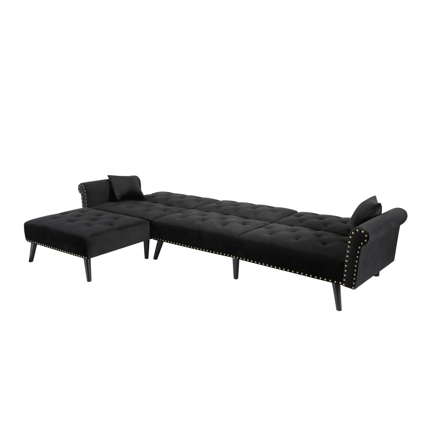 Convertible Sofa Bed Sleeper in Navy Black Velvet - Size Difference (W223S00869, W223S00706, W223S00457)