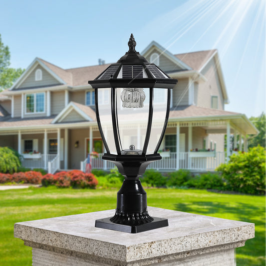 Solar Column Headlights With Dimmable LED - Efficient Outdoor Lighting Solution with Adjustable Brightness and Stylish Design