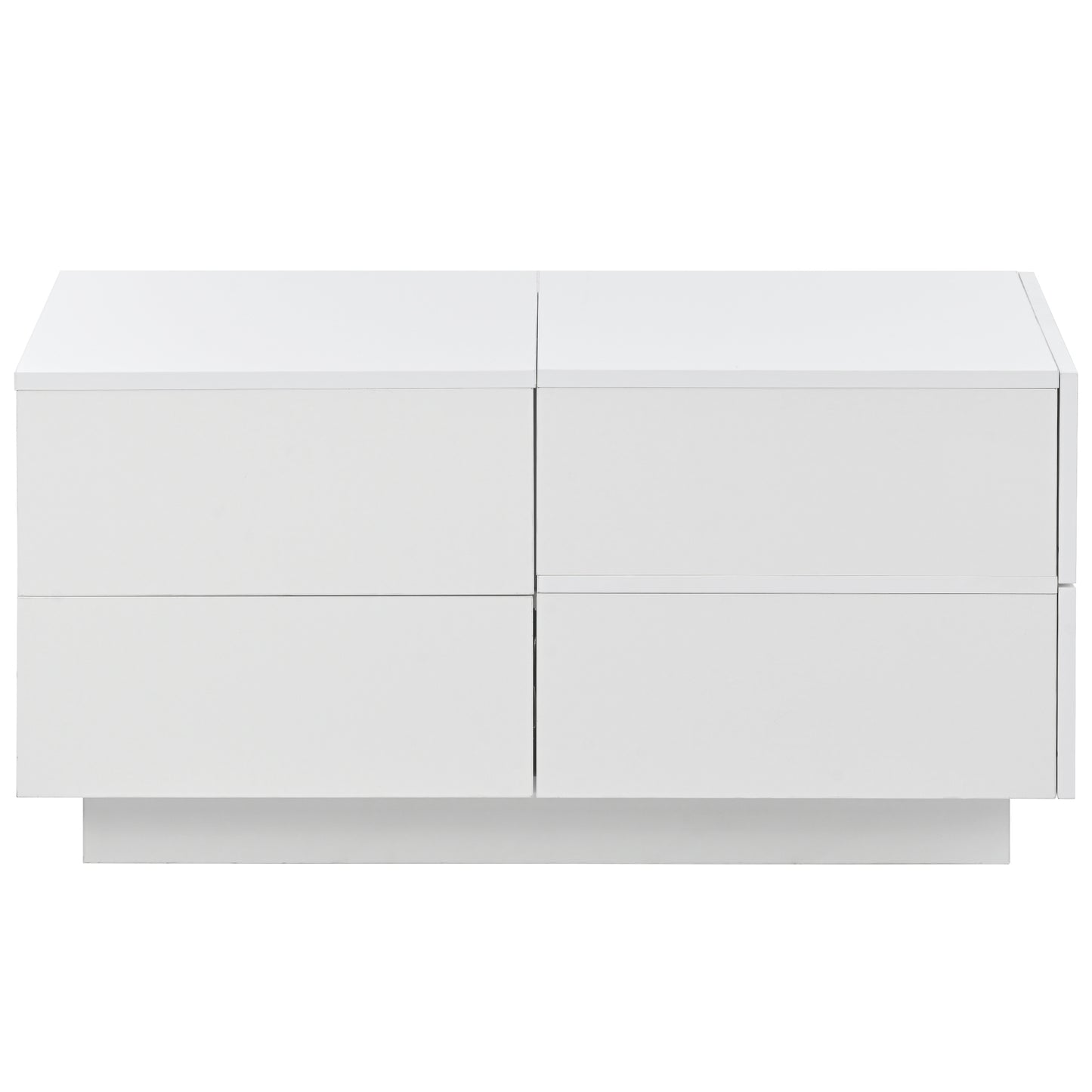 ON-TREND Extendable Coffee Table with 4 Drawers, Hidden Storage, UV High-gloss, Sliding Top - White, 35.4"x 23.6"